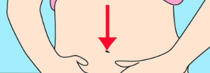  用指腹從肚臍正上方，胸部下方的位置，往下滑數次。藉由按摩，把容易堆積在腹部的老廢物質，集中至淋巴結聚集的鼠蹊部。